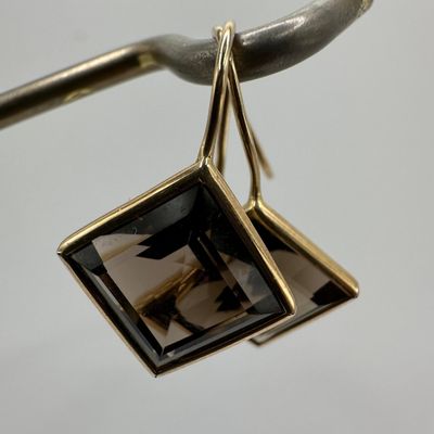 10K Gold Smoky Quartz Earrings W34