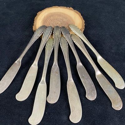 Sale Photo Thumbnail #1220: Vintage 1940's Gorham Sterling Silver " Lyric " Paddle Butter Spreaders