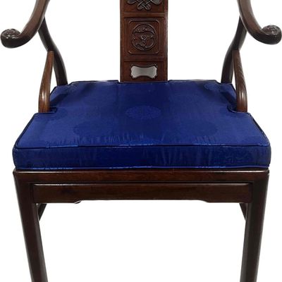 Vintage Chinese Carved Wood Horseshoe Back Chair (C)