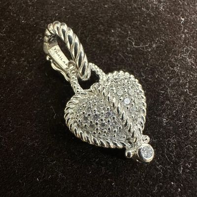 Judith Ripka Sterling Silver 925 CZ Enhancer Heart Charm