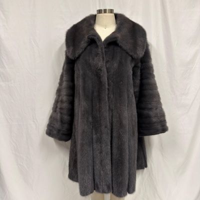 Blue Tone Style Gray Soft Mink Fur Coat Natural FurA1