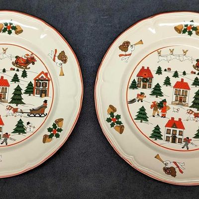 2 Retired Jamestown China Joy Of Christmas Dinner Plates A