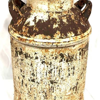 Vintage Milk Jug With Lid Metal/Rustic