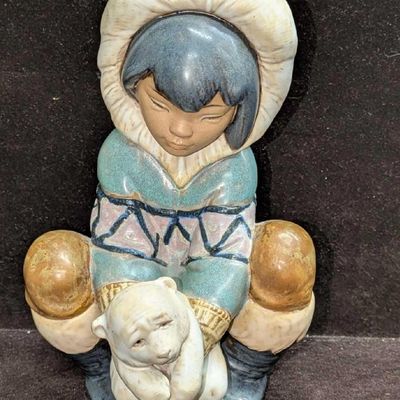 Lladro Signed Retired Poor Little Bear Matte Figurine Cub And Child #2232