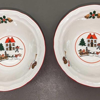 2 Retired Jamestown China Joy of Christmas Bowls A