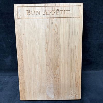 Sale Photo Thumbnail #1148: Bon Appetit Solid Wood Engraved Medallion Home Cutting Board