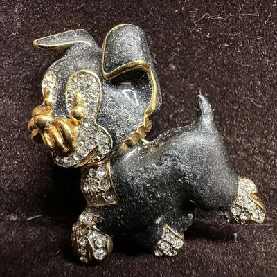 Gontie Brooch Scottish Terrier Crystal Rhinestone Accent