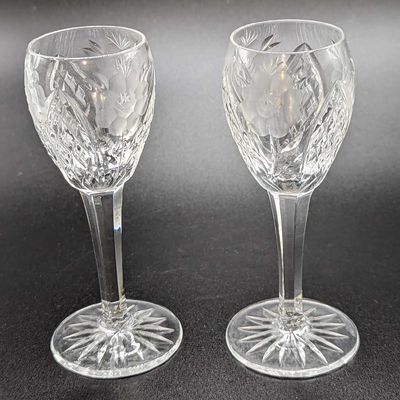2 Retired Glass American Cut Vega Cordial Glasses A