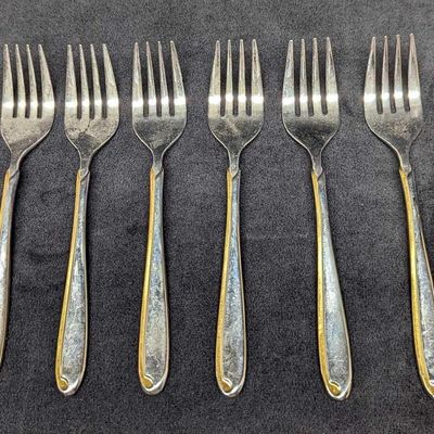 6 Retired Mikasa Estasi Stainless Salad Forks