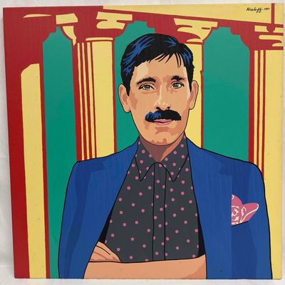Martin Kreloff Mustache Man Portrait Painting Pop Art Vibrant Colors