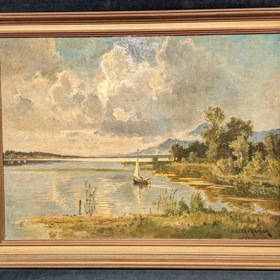 Sale Photo Thumbnail #1133: Framed Fritz Halberg-Krauss Textured Landscape Print
