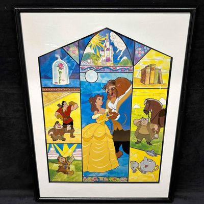 A Tale As Old As Time Disney Beauty and The Beast Stained Glass Window Style Limited 2500 Sericel
