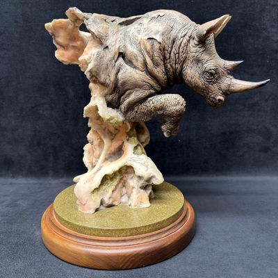 Sale Photo Thumbnail #1153: Randy Reading On the Brink Limited Edition Rhinoceros Sculpture Rhino R240
