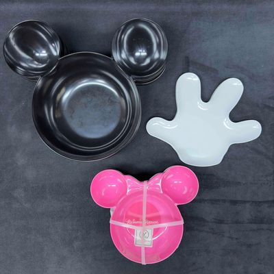 Sale Photo Thumbnail #1070: Mickey Mouse Hand Snack Plates Head Bowls by ZAK! Designs and Minnie Mouse Bowls Disney Set