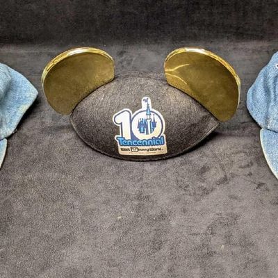2 Disney Institute Denim Baseball Caps And Tencennial Mickey Ears