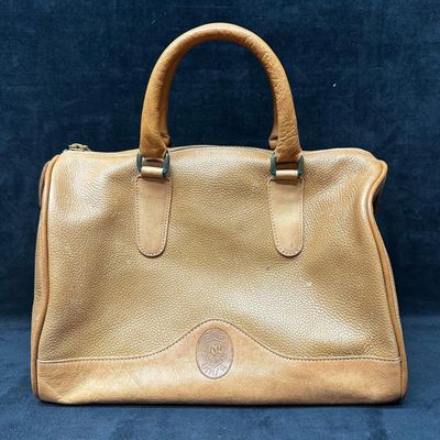 UNISA Tan Leather Satchel Handbag with Detachable Shoulder Strap