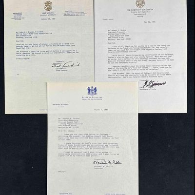 Letters Signed by State Officials Governor, Senator