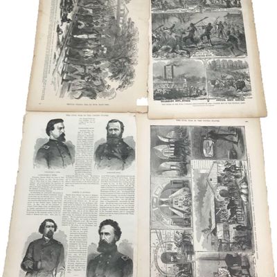 4 - Two Sided Pages of Illustrations from the Book, Illustrated Famous Leaders and of the Civil War