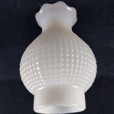 Vintage Hobnail Milk Glass Ruffle Hurricane Shade B