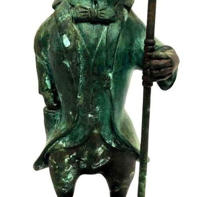 Large Cast Iron Bull Dog Candle Holder