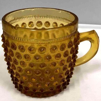 Amber Hobnail Glass Mug