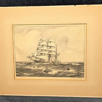 Signed Gordon Grant Porpoise Convoy Lithograph