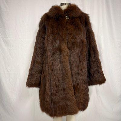 Brown Fox Fur Coat Long Pile Texture Style FurJ10