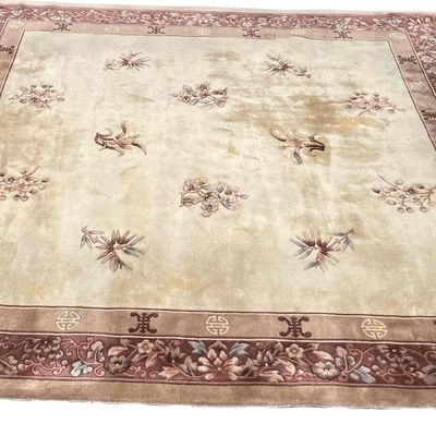 Large Chinese Art Deco Beige Rug
