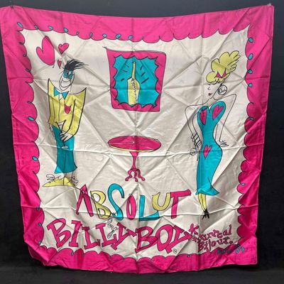 Absolut Vodka 100% Soie Silk Scarf Billy Boy Paris  & Pin(E)