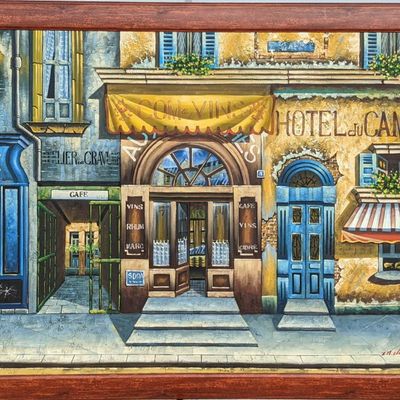 JB Framed Textured Print French Hotel & Bar
