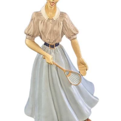 Old Timey Red Head Woman Badminton Player Figurine