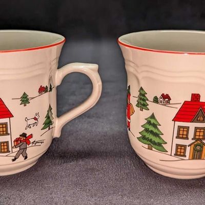 2 Retired Jamestown China Joy of Christmas Mugs A