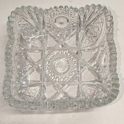 Vintage Imperial Nucut Square Glass Bowl