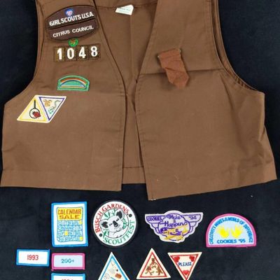 Girl Scout Vest Uniform And Merit Badges 1990s