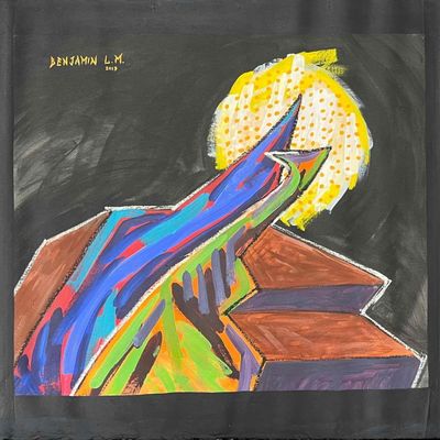 Original Acrylic Paint And Oil Stick On Canvas HOPE BEYOND DARKNESS by BENJAMIN L.M 2019