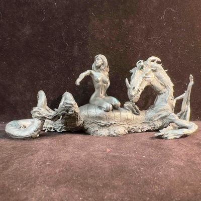 Rawcliffe Pewter Dragon and Bathing Fairy Sculpture Figure 1111073