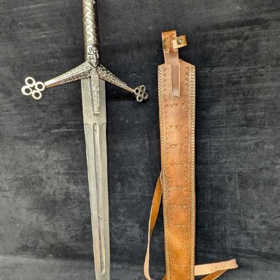 MHS Cutlery Fantasy Steel Sword With Leather Scabbard F