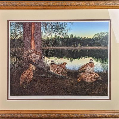 Framed LE David Lanier Plantation Pond Covey