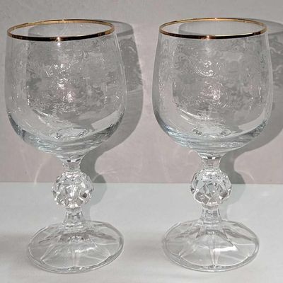 Sale Photo Thumbnail #1041: 2 Import Assoc Cascade Gold Water Goblets A