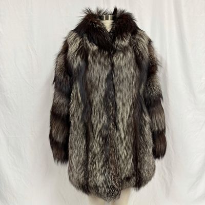 Natural Fox Fur Coat Multi Tonal Pile Design Dark Tip Style