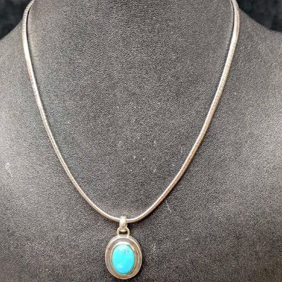 Vintage Milor Sterling Silver Turquoise Necklace And Pendant