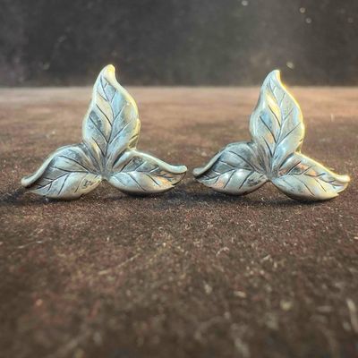 Danecraft Sterling Silver Leaf Screw Back Earrings B86