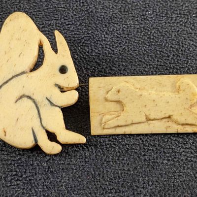 Vintage Hand Carved Bone Pins