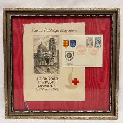 Framed 1962 French Red Cross Philatelic First Day Display