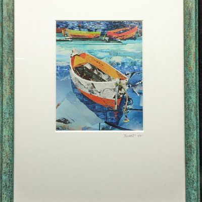 Framed Cindy Burkett Safe Harbor Rowboats LE Print