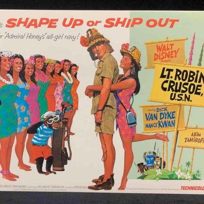 Sale Photo Thumbnail #1027: 8 Walt Disney Presents LT. Robin Crusoe, U.S.N.  Lobby Cards 1966 (FCB)