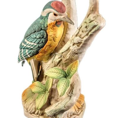 Hand Painted Porcelain Colorful Woodpecker Figurine