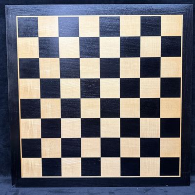 Wood Chess Board Black and Natural Squares Framed Playing Board