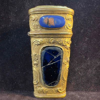 French Gilded Necessaire Etui Set Ornate Gilt Brass Case 19th Century