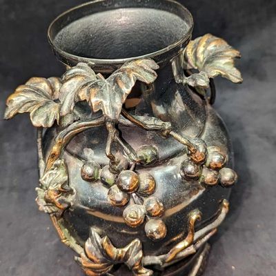 Sale Photo Thumbnail #1129: Vintage Game Room Ornamental Metal Vase